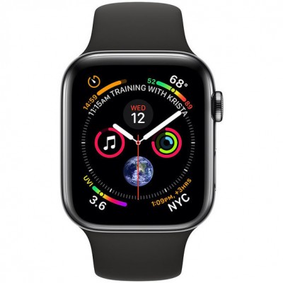 Apple Watch Series 4 (eSIM) 44mm Space Black Stainless Apple Watch Series 4 (GPS + Cellular) 44mm Space Black Stainless Steel Case with Black Sport Band (MTV52)