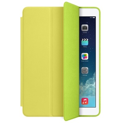 Apple Smart Case для iPad Air - желтый Оригинальный чехол от Apple для iPad 5-го поколения (iPad Air), чехол-книжка с помощью магнитов переводит планшет в спящий режим. Кроме того, чехол умеет трансформироваться в подставку (2 положения).