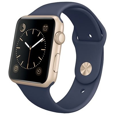 38mm Apple Watch Gold (MQ102) 38mm Apple Watch Series 1 Gold Aluminum Case with Midnight Blue Sport Band  
