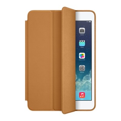 Apple Smart Case для iPad mini - коричневый  Оригинальный кожаный чехол от Apple для iPad mini, чехол-книжка с помощью магнитов переводит планшет в спящий режим. Кроме того, чехол умеет трансформироваться в подставку (2 положения).