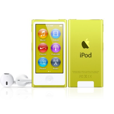 iPod Nano 7G - желтый Тонкий (толщина всего 5.4 мм) и удобный плеер iPod nano 7G (16 Gb), имеет 7-м цветовых вариантов. Он современный c стильным дизайном.  2.5-дюймовый дисплей Multi-Touch почти в два раза больше дисплея предыдущего iPod nano, так что на экране будет ещё больше музыки, фотографий и видео.