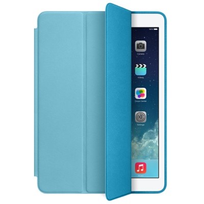Apple Smart Case для iPad Air - голубой Оригинальный чехол от Apple для iPad 5-го поколения (iPad Air), чехол-книжка с помощью магнитов переводит планшет в спящий режим. Кроме того, чехол умеет трансформироваться в подставку (2 положения).
