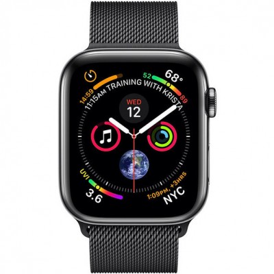 Apple Watch Series 4 (eSIM) 40mm Space Black Apple Watch Series 4 (GPS + Cellular) 40mm Space Black Stainless Steel Case with Space Black Milanese Loop (MTUQ2)