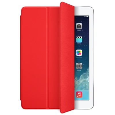 Apple Smart Cover для iPad Air - красный Оригинальная обложка от Apple для iPad 5-го поколения (iPad Air), крышка на дисплей планшета с магнитами. (они переводят планшет в спящий режим или включают его). Кроме того, обложка умеет трансформироваться в подставку (2 положения).