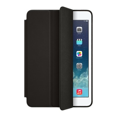 Apple Smart Case для iPad mini - черный Оригинальный кожаный чехол от Apple для iPad mini, чехол-книжка с помощью магнитов переводит планшет в спящий режим. Кроме того, чехол умеет трансформироваться в подставку (2 положения).