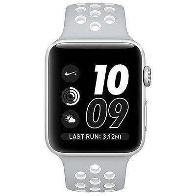 42mm Apple Watch Nike+ Silver (MQ192) 42mm Apple Watch Nike+ Silver Silver Aluminum Case with Pure Platinum/White Nike Sport Band  (MQ192) 
