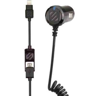 Авто зарядка Scosche strikeDrive smart 12W (2.4A) Aвтомобильное зарядное устройство для iOS-гаджетов с Lightning и для micro USB устройств с выходной мощностью 12W (2.4A) [I2MC12].